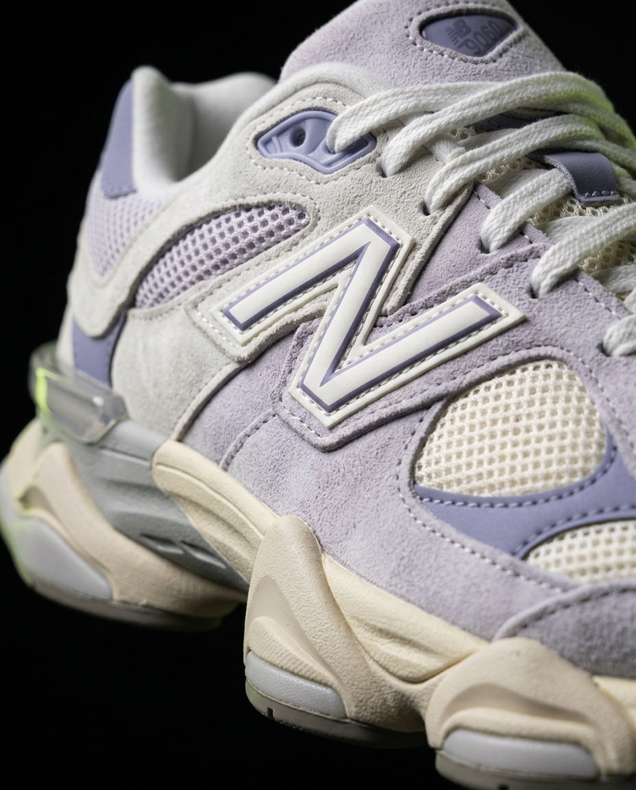 NB 9060 Suede Layered Chunky Runner White White Lilac Grey
