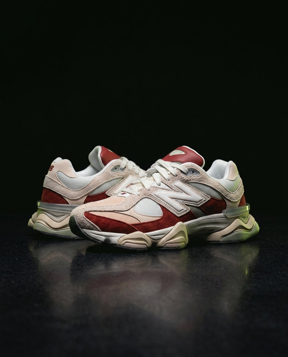 NB 9060 Suede Layered Chunky Runner Mixed 1 White Red Beige