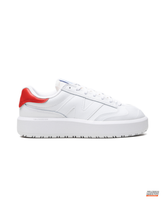 NB Leather Platform Court Trainer White Red #whitered
