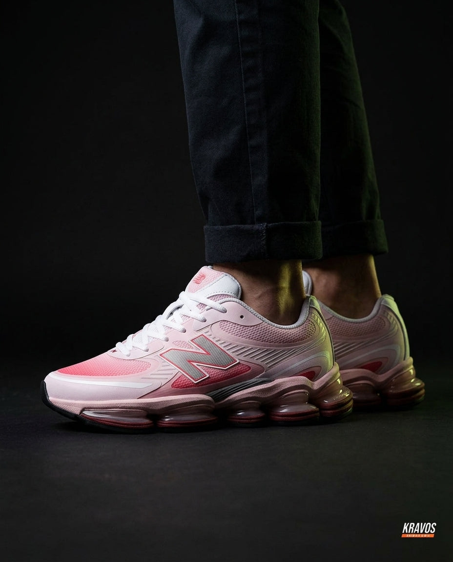 NB Mesh Layered Pod-Sole Runner Pink White Burgundy
