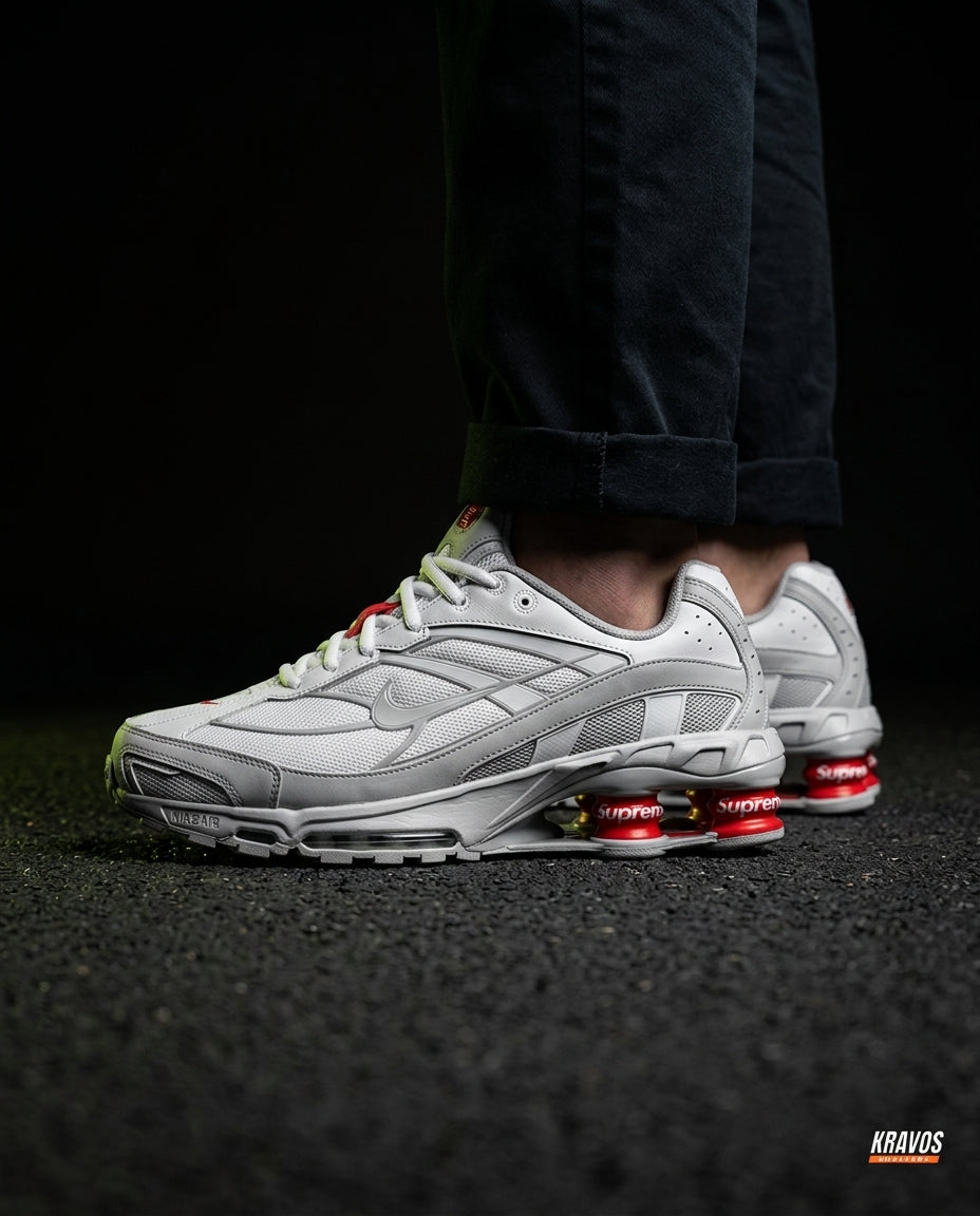 NK 2 Mesh Visible-Shox Runner White Grey Red