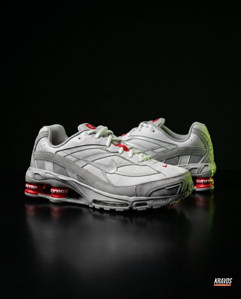 NK 2 Mesh Visible-Shox Runner White Grey Red