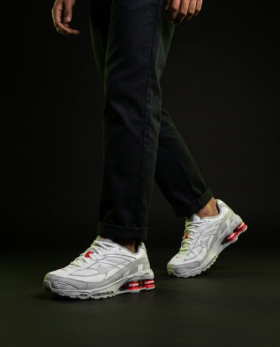 NK 2 Mesh Visible-Shox Runner White Grey Red