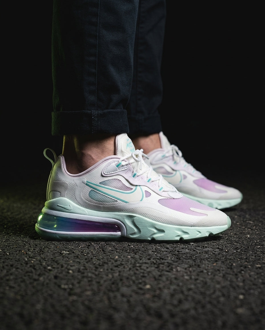 NK 270 Mesh Layered Bubble Runner White Purple Teal
