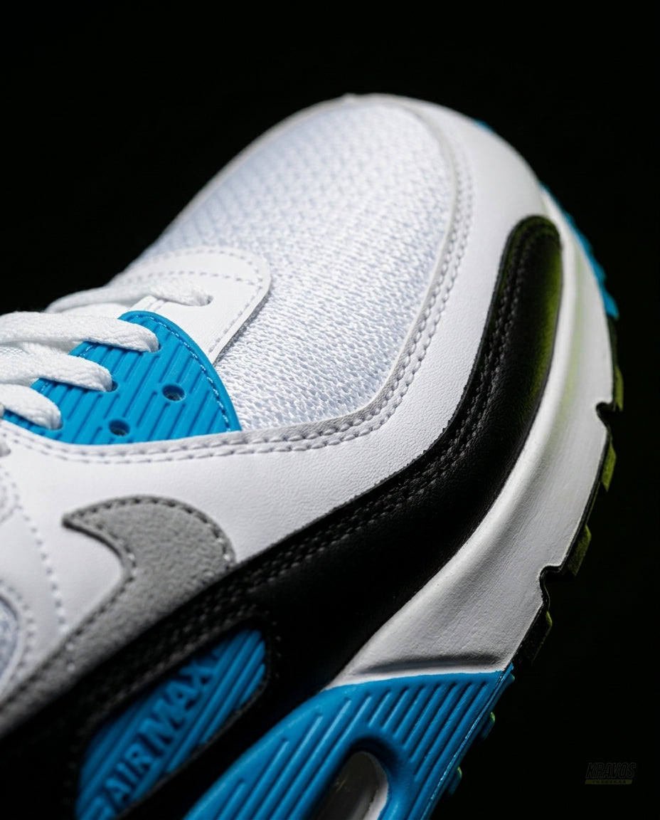 NK 90 Mesh Panelled Runner Trainer White Black Blue