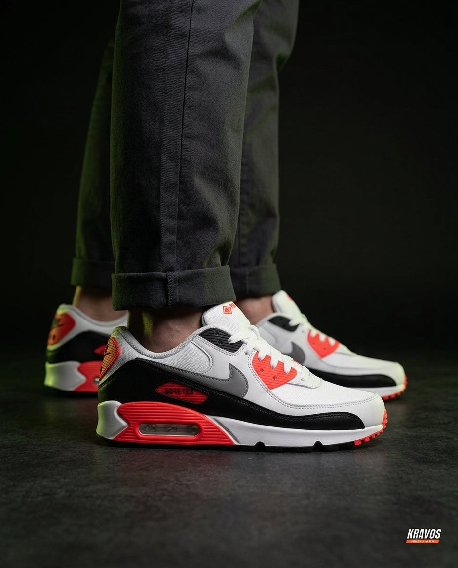 NK 90 Mesh Panelled Runner Trainer White Black Infrared