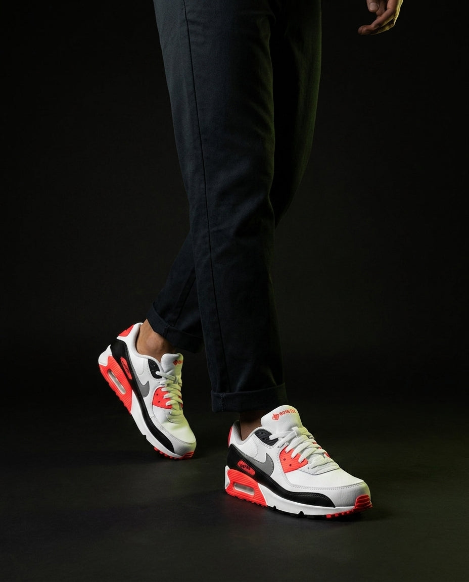 NK 90 Mesh Panelled Runner Trainer White Black Infrared