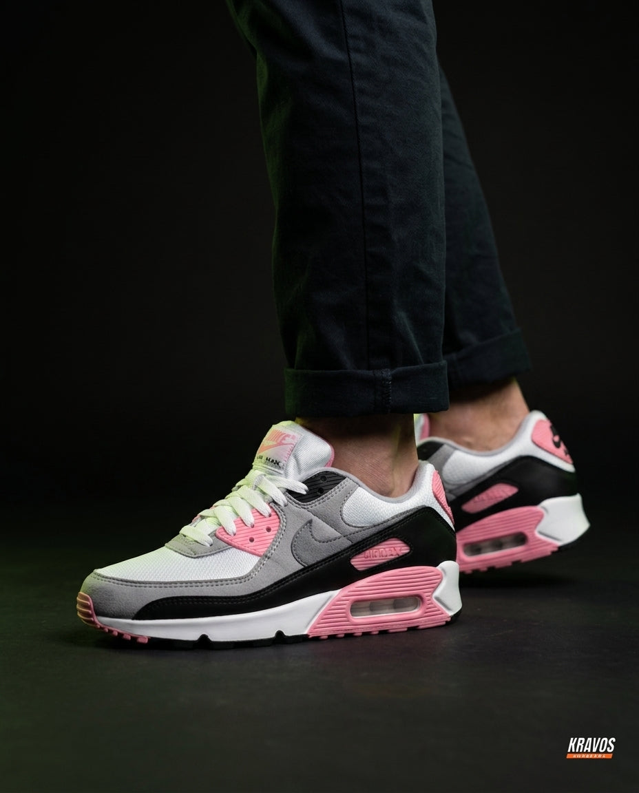 NK 90 Mesh Panelled Runner Trainer White Grey Pink
