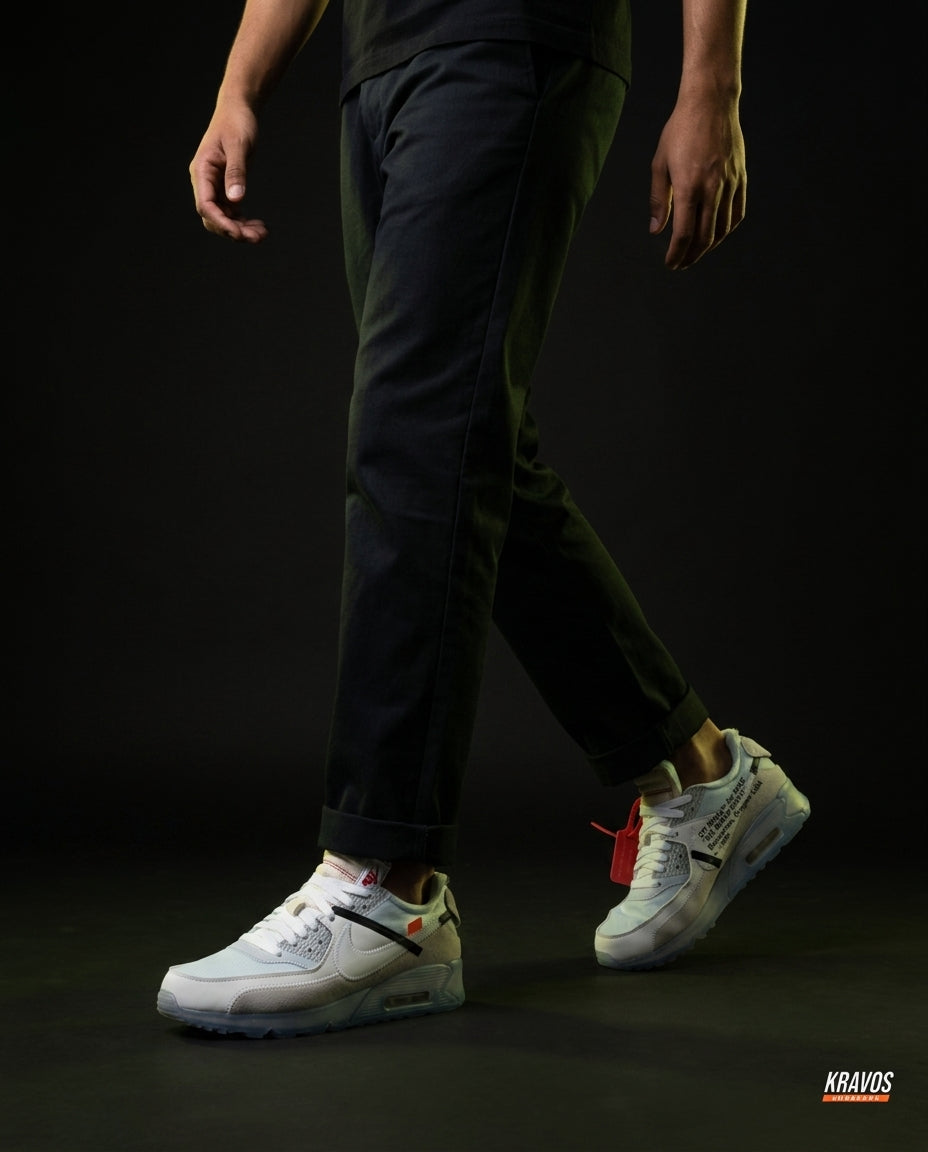 NK 90 Mesh Panelled Runner Trainer White Grey Red