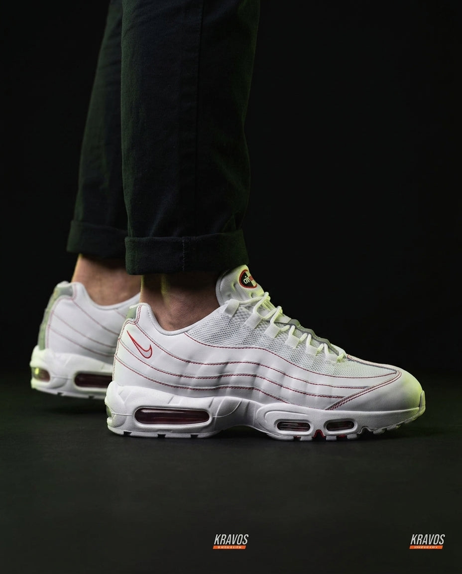 NK 95 Mesh Layered Running Trainer White Red