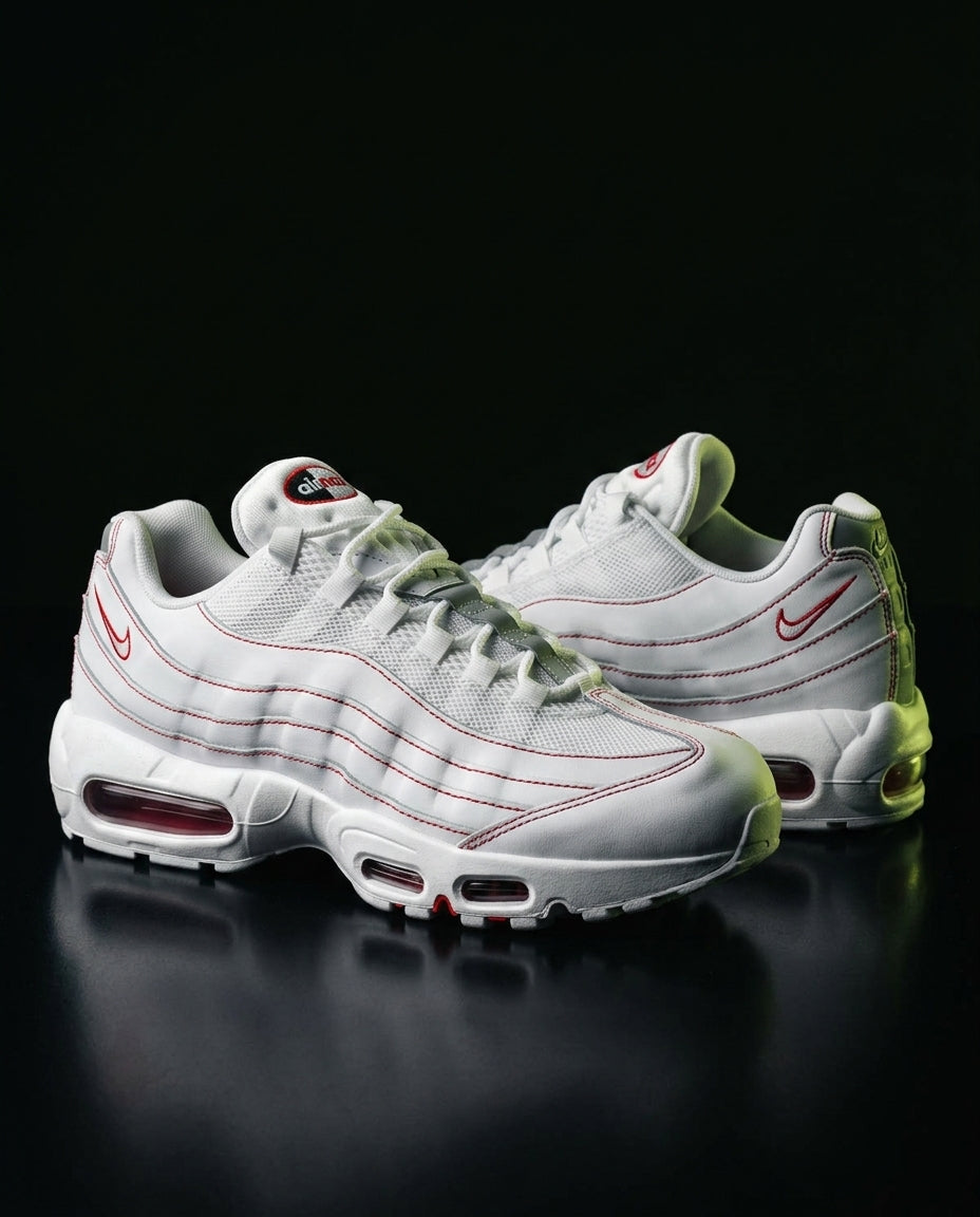 NK 95 Mesh Layered Running Trainer White Red