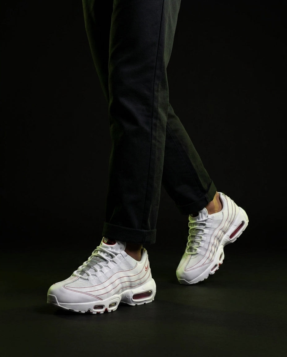 NK 95 Mesh Layered Running Trainer White Red