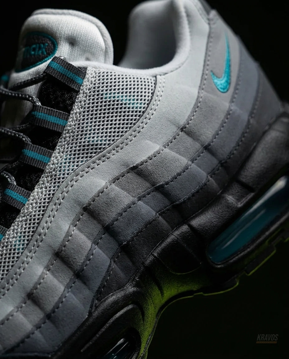 NK 95 Mesh Layered Wave Runner Grey Black Teal