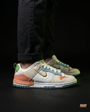 NK Canvas Layered Panelled Trainer Cream Orange Teal