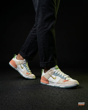 NK Canvas Layered Panelled Trainer Cream Orange Teal