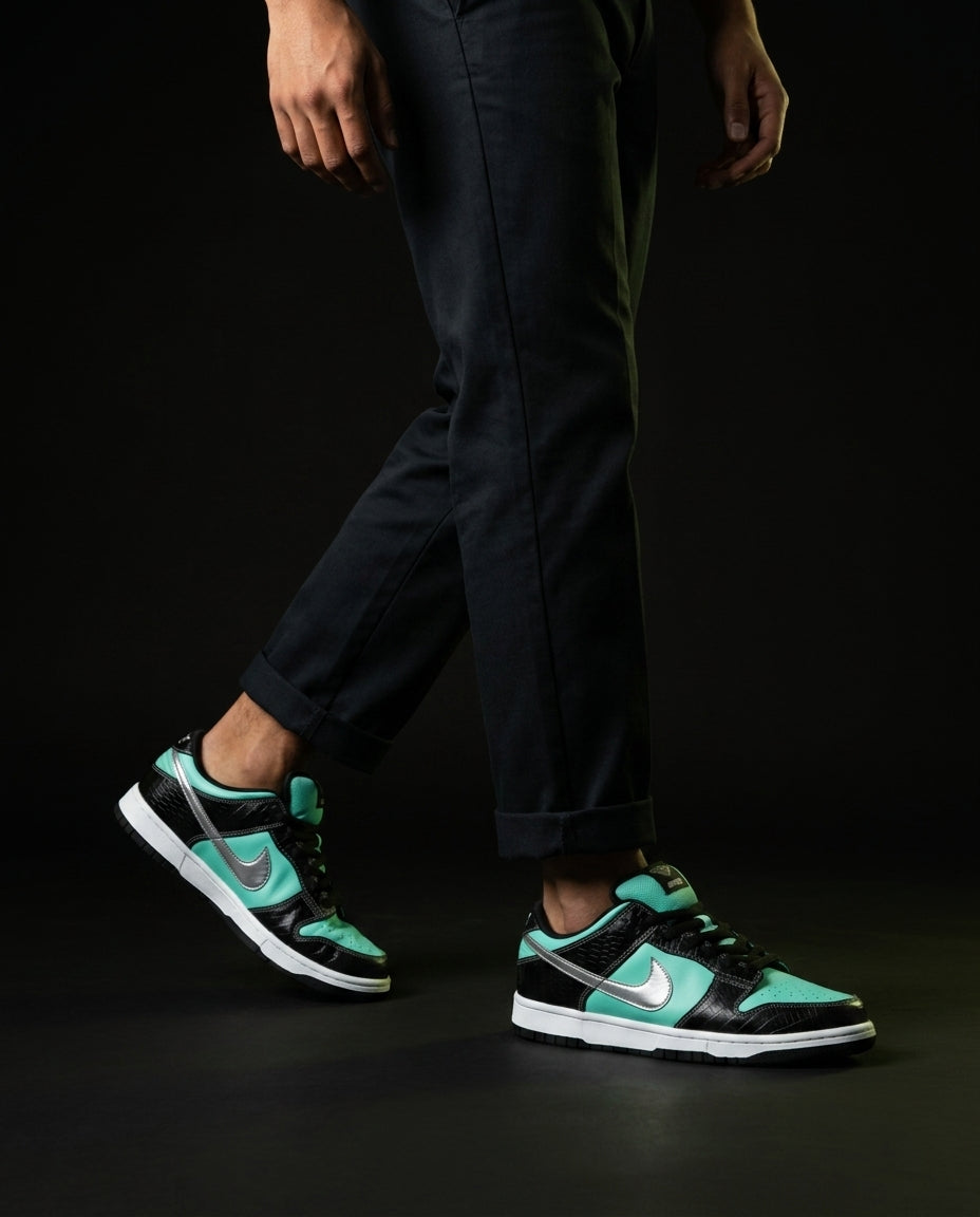 NK Croc-Panel Layered Skate Trainer