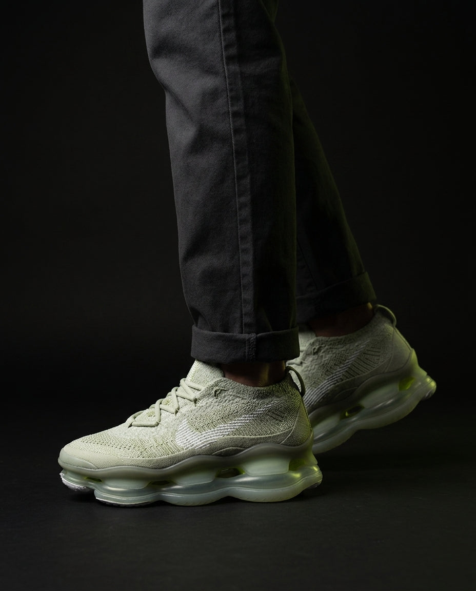 NK Flyknit Pod-Sole Chunky Trainer Sage Green White