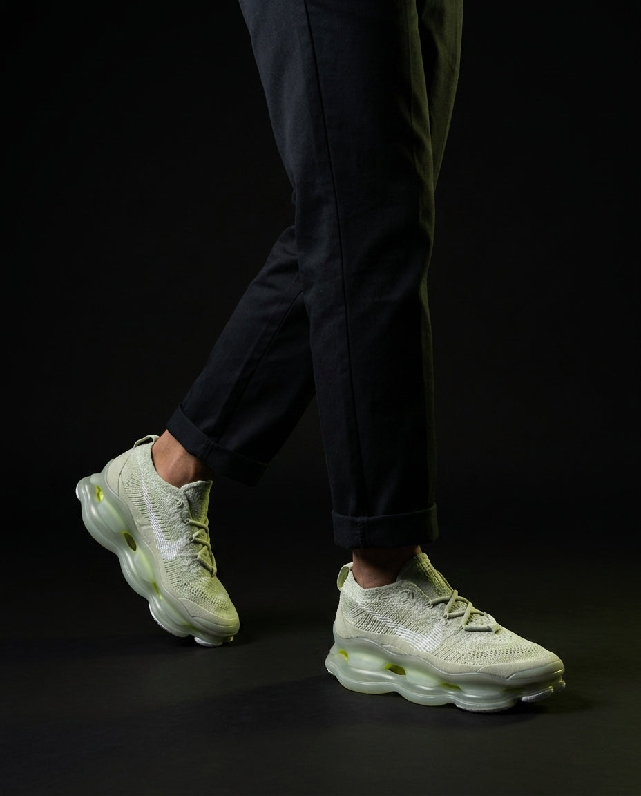 NK Flyknit Pod-Sole Chunky Trainer Sage Green White
