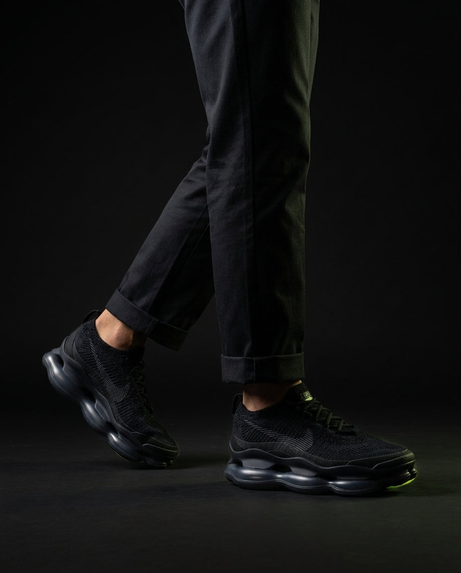 NK Flyknit Pod-Sole Chunky Trainer Triple Black