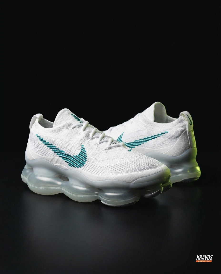 NK Flyknit Pod-Sole Chunky Trainer White Teal