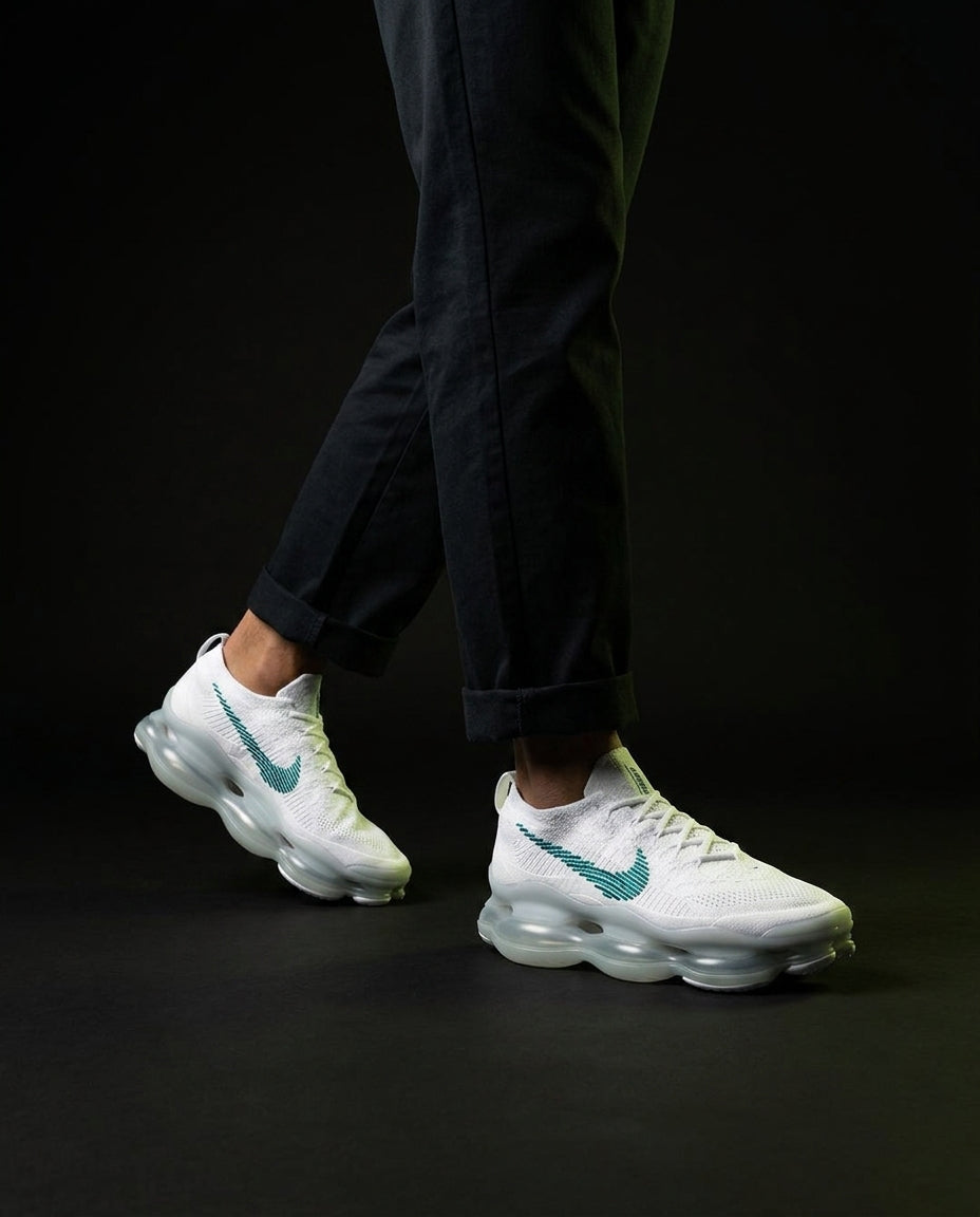 NK Flyknit Pod-Sole Chunky Trainer White Teal