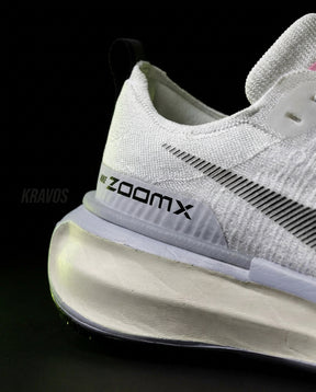 NK Knit ZoomX Cushioned Running Trainer White Grey Pink