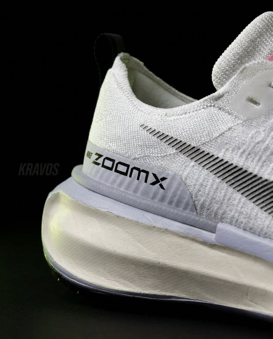 NK Knit ZoomX Cushioned Running Trainer White Grey Pink
