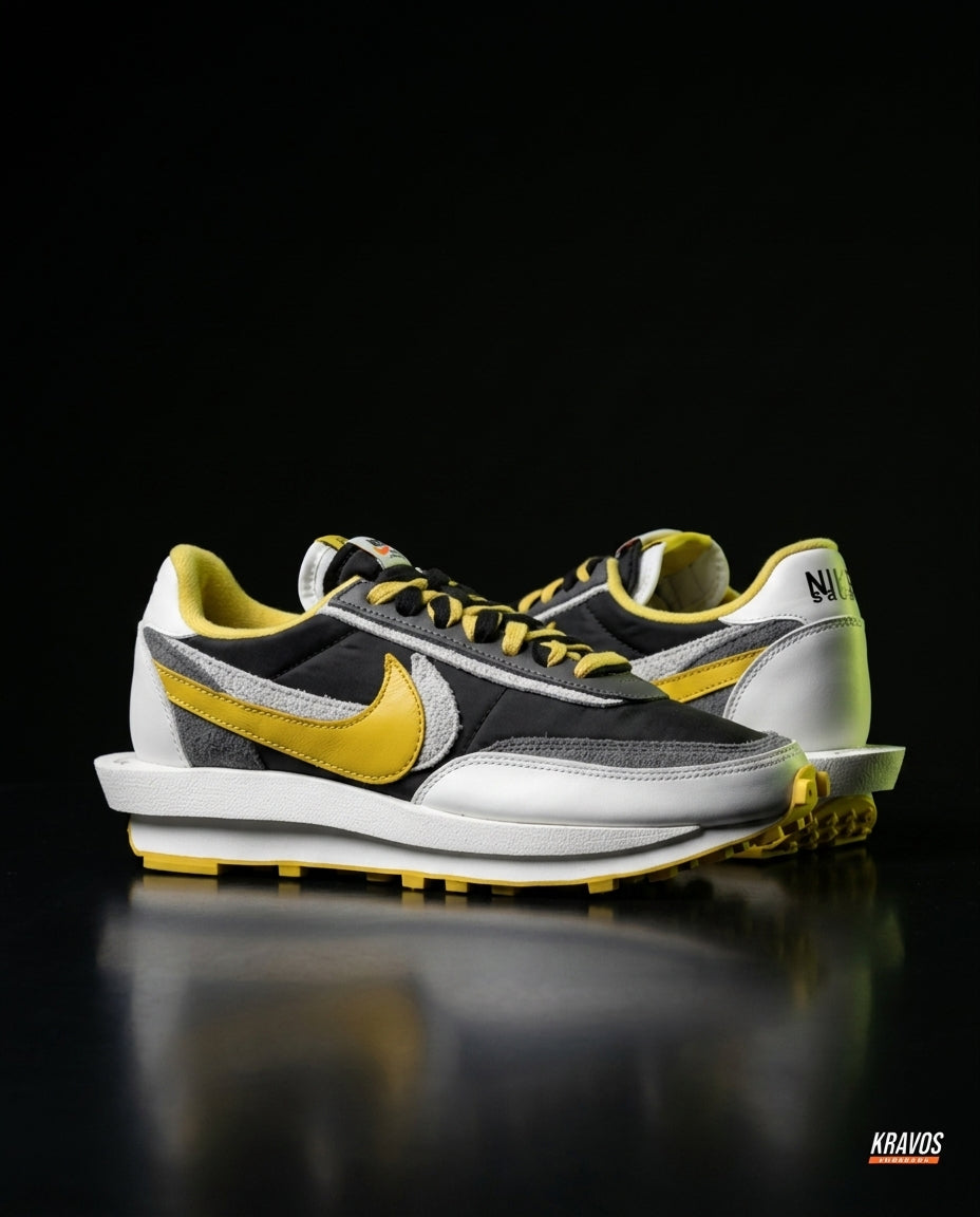 NK Layered Nylon Split-Sole Runner Black White Yellow