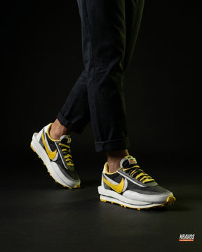 NK Layered Nylon Split-Sole Runner Black White Yellow