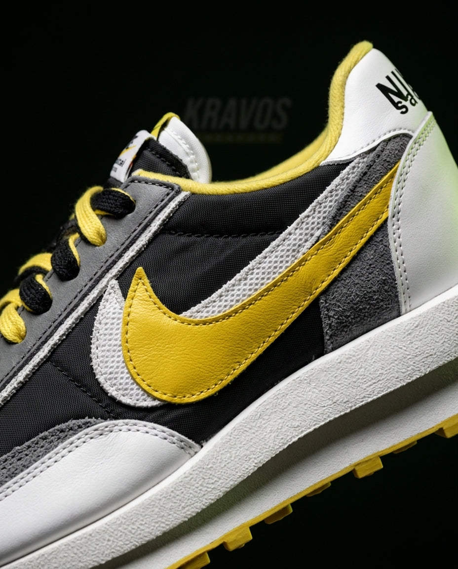 NK Layered Nylon Split-Sole Runner Black White Yellow