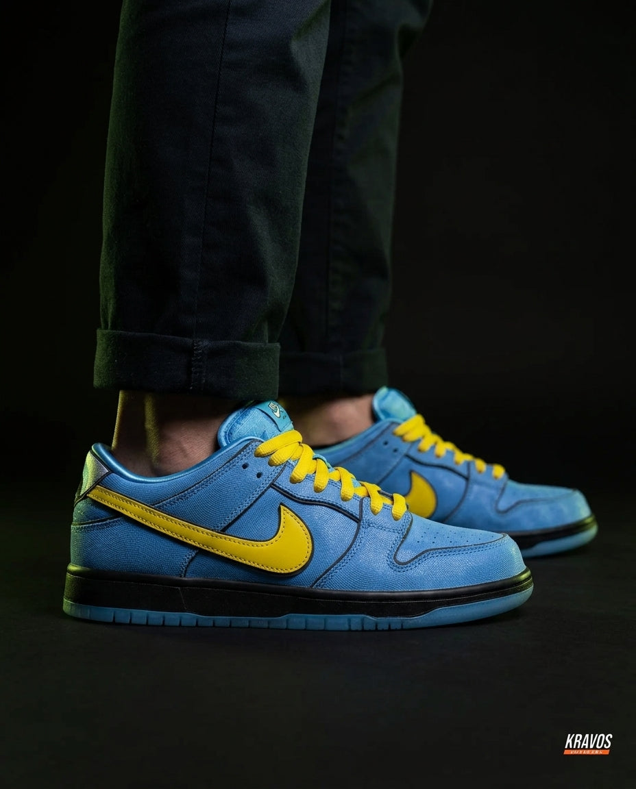 NK Leather Cartoon-Outline Skate Low Blue Yellow