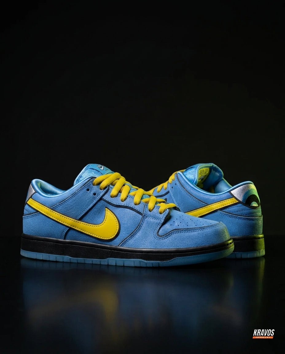 NK Leather Cartoon-Outline Skate Low Blue Yellow
