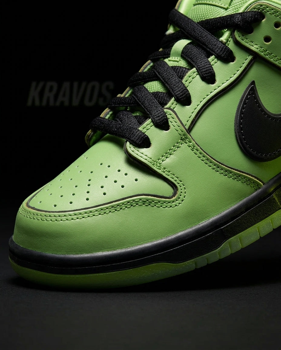 NK Leather Cartoon-Outline Skate Low Green Black