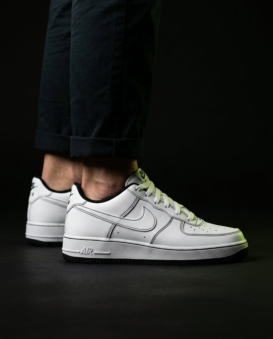 NK Leather Contrast-Stitch Court Trainer