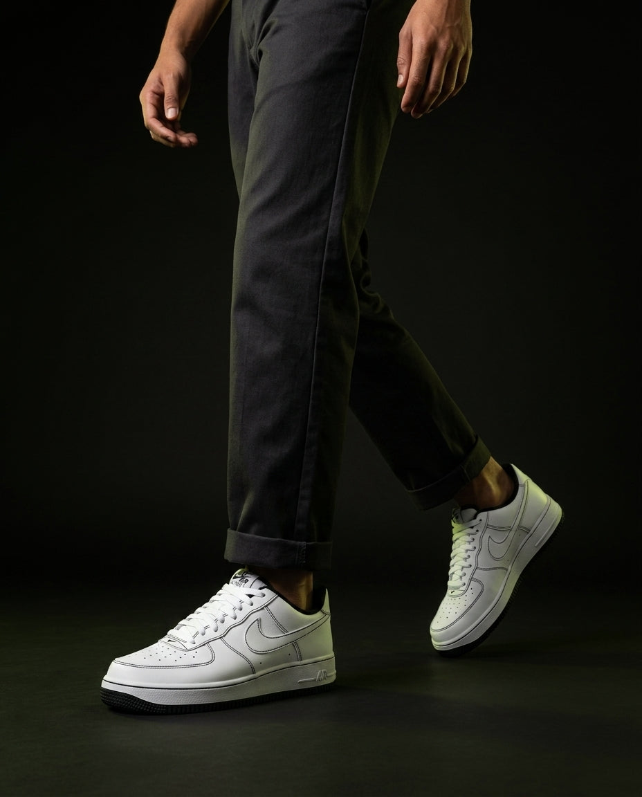 NK Leather Contrast-Stitch Court Trainer