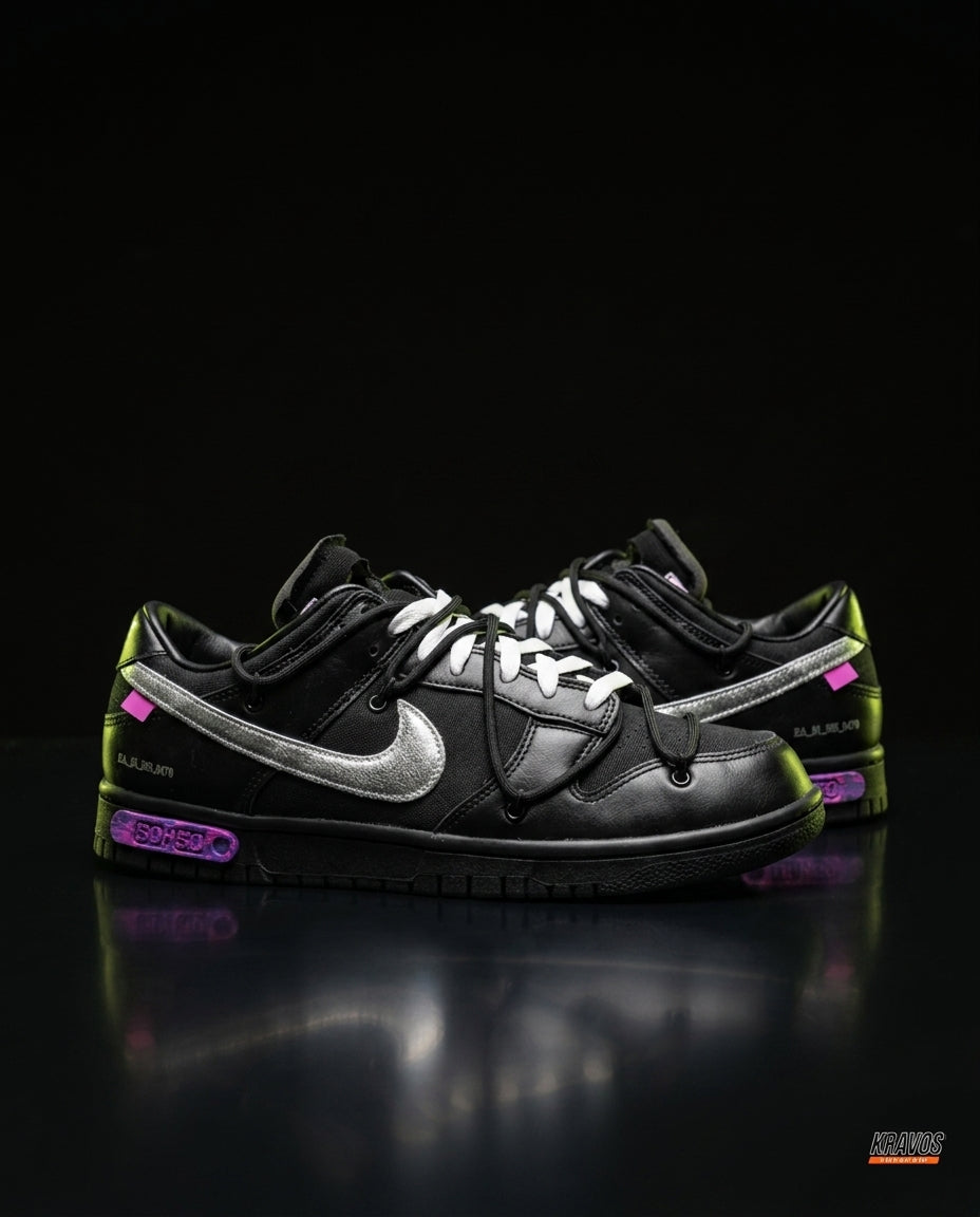 NK Leather Deconstructed Court Trainer Black Silver Pink