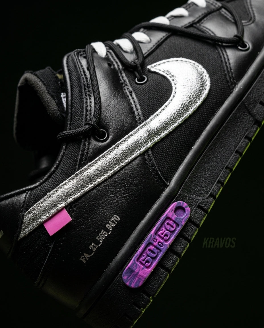 NK Leather Deconstructed Court Trainer Black Silver Pink