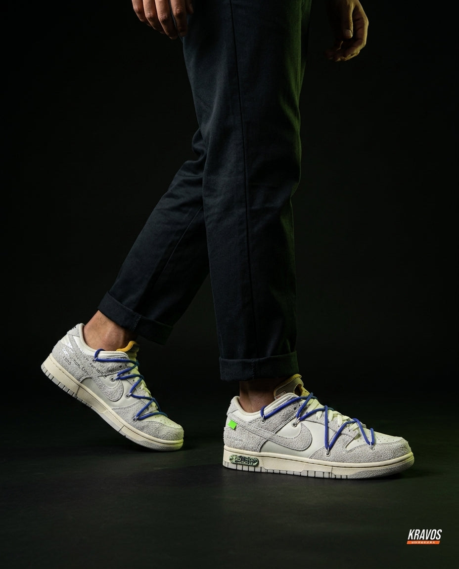 NK Leather Deconstructed Court Trainer Cream Blue