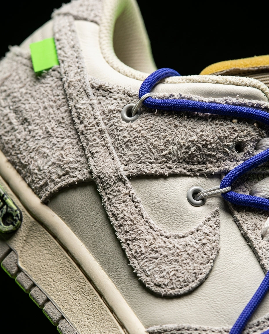 NK Leather Deconstructed Court Trainer Cream Blue