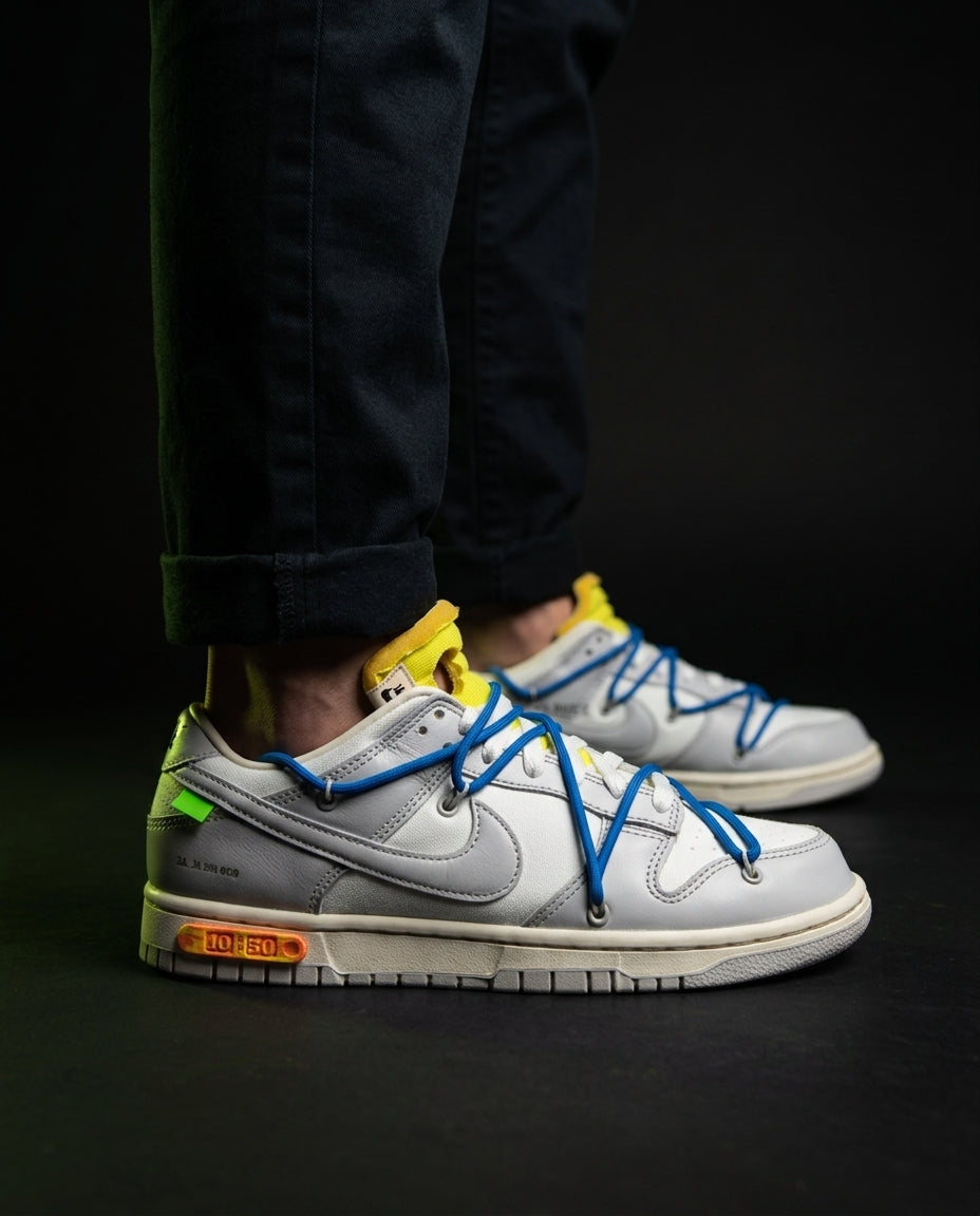 NK Leather Deconstructed Court Trainer White Grey Blue