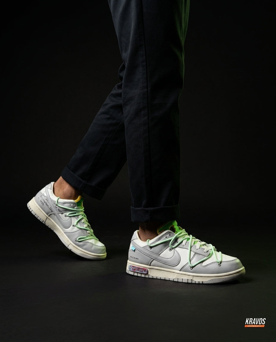NK Leather Deconstructed Court Trainer White Grey Green