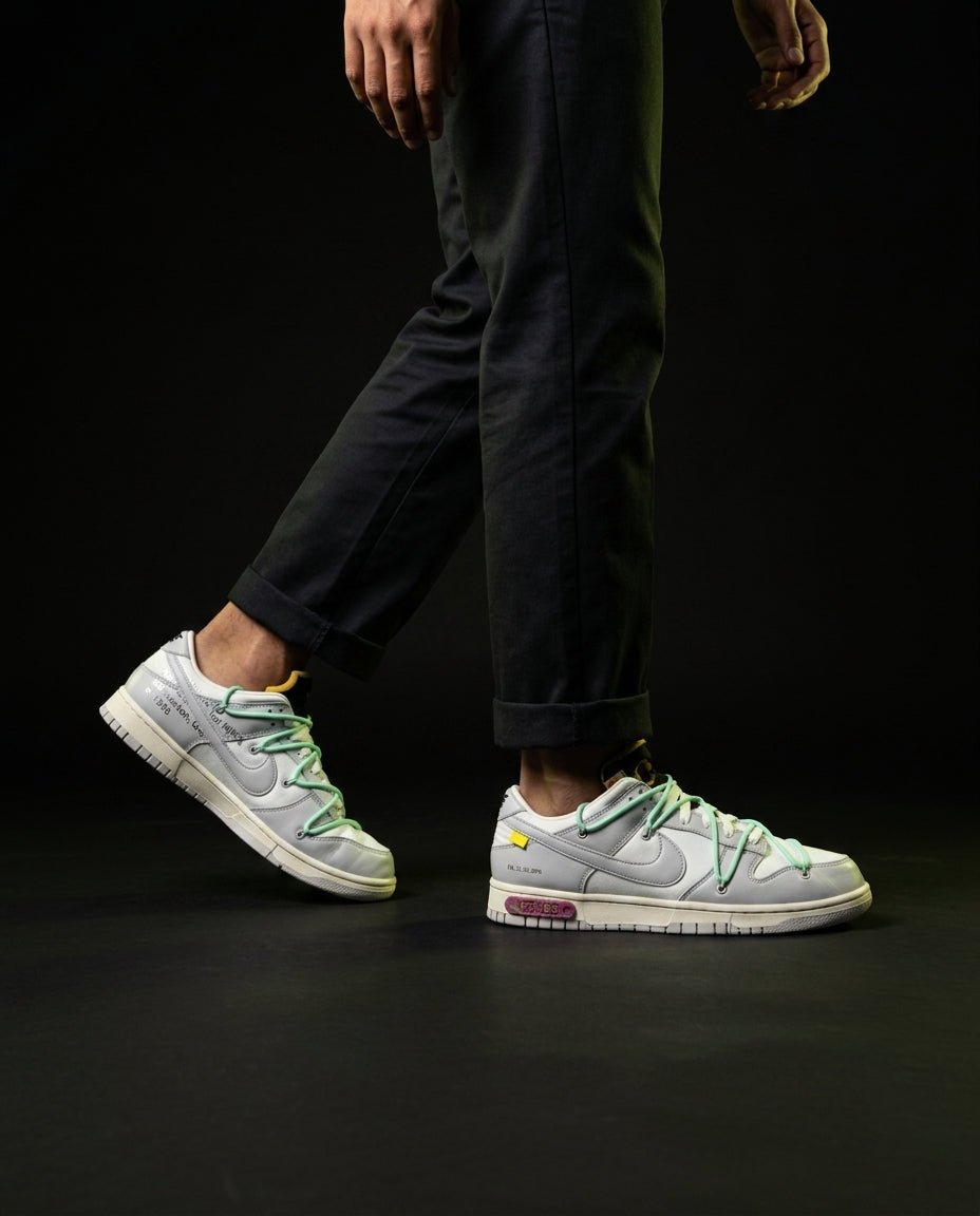 NK Leather Deconstructed Court Trainer White Grey Mint