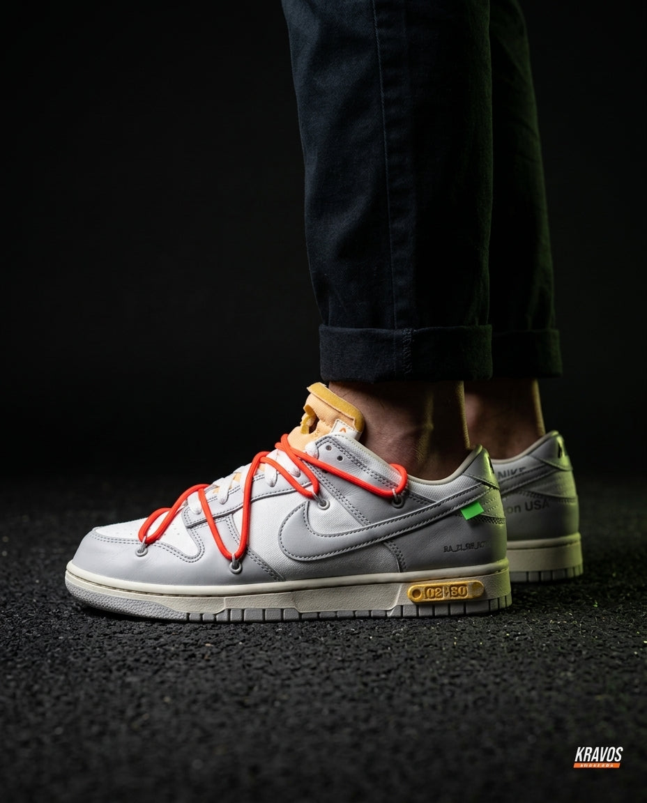 NK Leather Deconstructed Court Trainer White Grey Orange