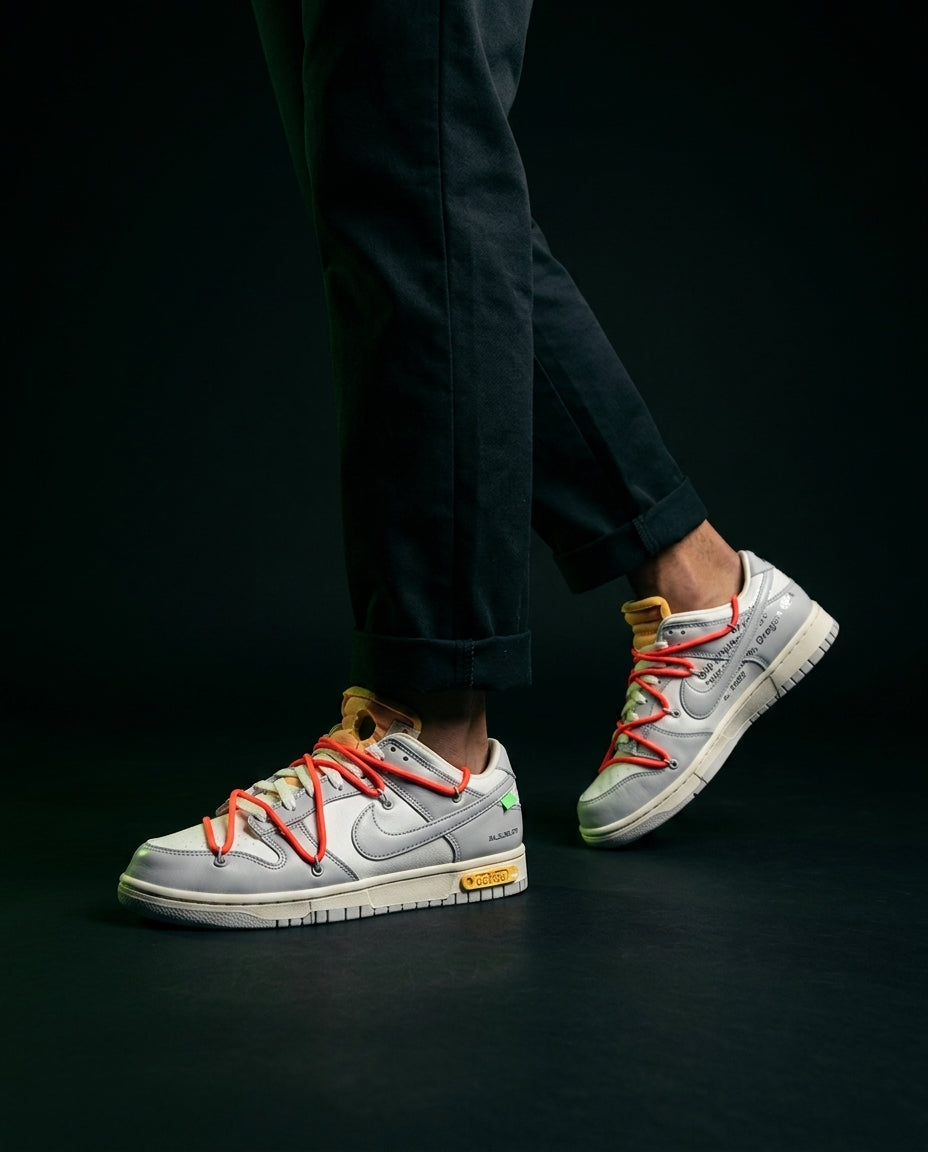 NK Leather Deconstructed Court Trainer White Grey Orange