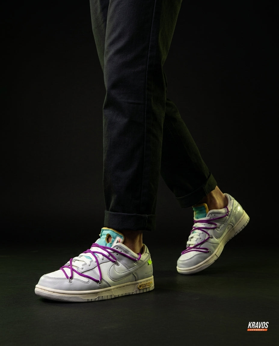 NK Leather Deconstructed Court Trainer White Grey Purple