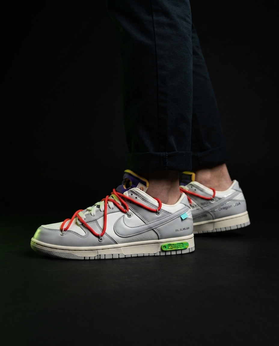 NK Leather Deconstructed Court Trainer White Grey Red