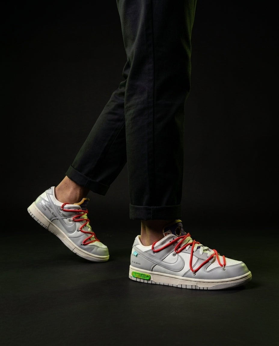 NK Leather Deconstructed Court Trainer White Grey Red