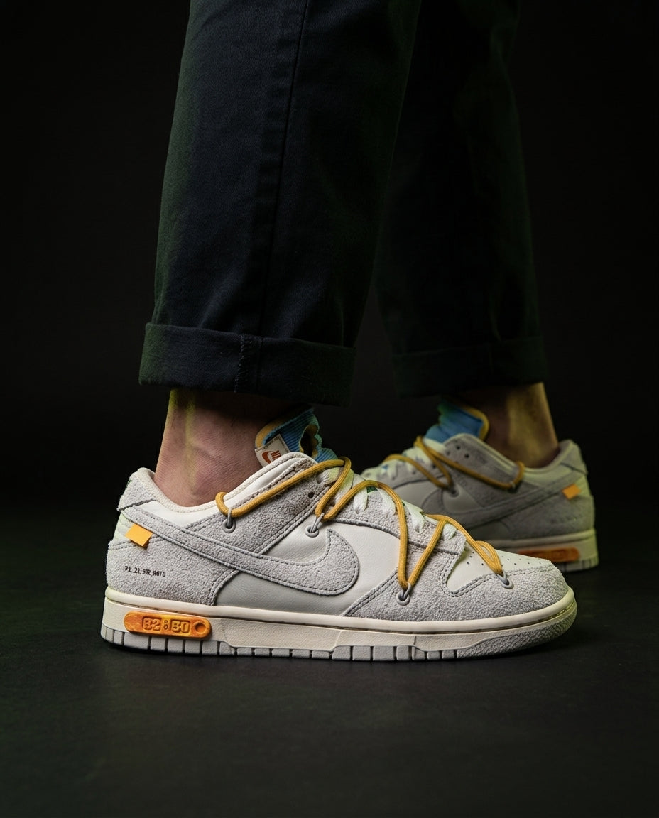 NK Leather Deconstructed Court Trainer White Grey Yellow