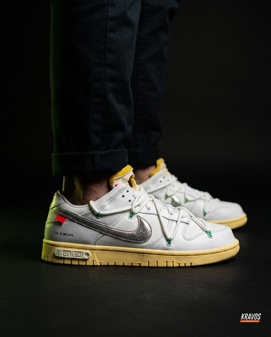 NK Leather Deconstructed Court Trainer White Yellow