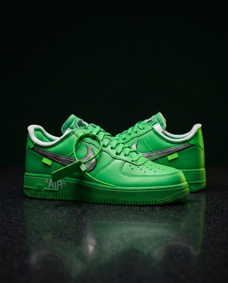 NK Leather Deconstructed Zip-Tie Trainer Green White
